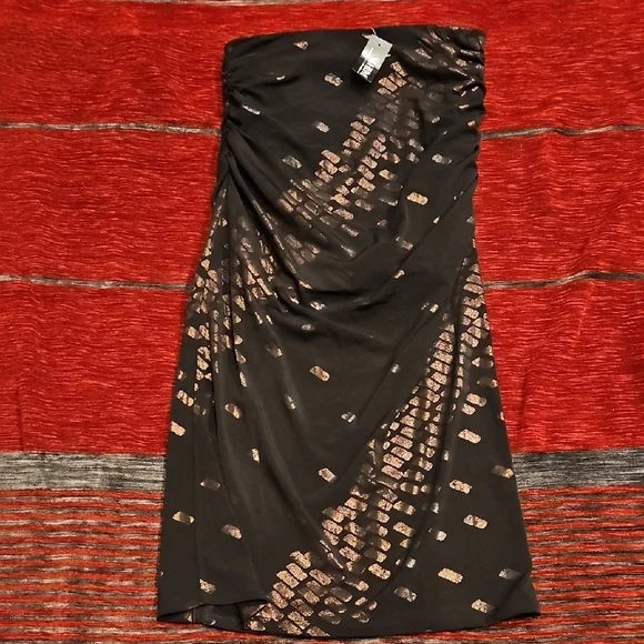 NWT White House Black Market Metallic Foil Print Midi Pencil Skirt XS - Picture 4 of 8